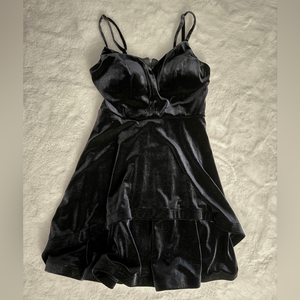 cute navy velvet dress